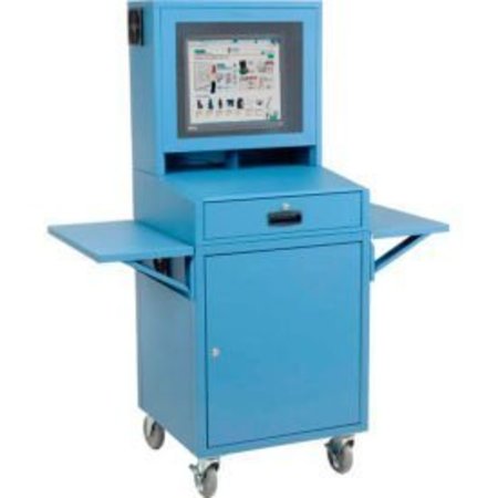 GLOBAL EQUIPMENT Mobile Security LCD Computer Cabinet Enclosure Complete Bundle, Blue 239115CBL